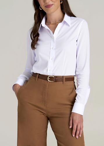 Button Down Shirts for Women Dress Shirts Long Sleeve Stretch Wrinkle Free Work Solid Casual Office Blouses Top