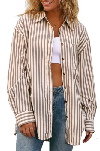 41o5399ro3L.jpg Womens Striped Button Down Shirt Casual Long Sleeve Blouse Top