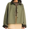41omNbrkFpL.jpg Womens Contrast Collar Jacket Casual Button Down Long Sleeves Crop Trench Coat Outerwear with Pockets