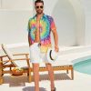 Vintage Shirts for Men Tie Dye Hippie Funny Hawaiian Shirt Button Down Shirts