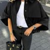41qc95nYJZL.jpg Womens Oversized Cropped Trench Coats Single Breasted 3/4 Cape Sleeve Trendy Casual Jackets Button up Outerwear