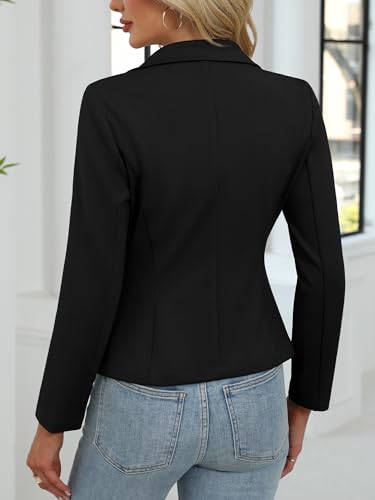 41qjChNU-ZL.jpg Women's Casual Stretchy Knit Blazer,Lightweight Slim Fit Jackets Long Sleeve Business Suit with Pockets