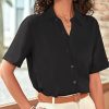 Women's Button Down Shirts Short Sleeve Dress Shirts Basic Business Collared Work Blouses