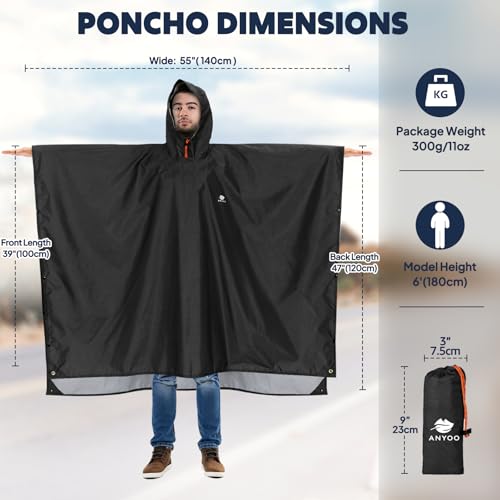 41roZIZvJPL.jpg Hooded Rain Poncho for Adults Waterproof Lightweight Rain Coat for Men Women Reusable Rain Jacket for Emergency Outdoor