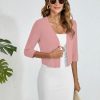 Women's Thin Shrugs 3/4 Sleeve Lightweight Cropped Tops Open Front Cardigan for Dress