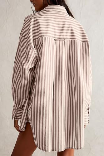 41s2OhhtXJL.jpg Womens Striped Button Down Shirt Casual Long Sleeve Blouse Top
