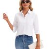 Womens Button Down Shirts Long Sleeve Collared Office Work Blouses Tops with Pocket Oxford Shirts
