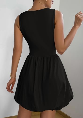 41t54ns8fQL.jpg Summer Dresses for Women 2025 Casual Sleeveless Tank Mini Short Dress Crew Neck Bubble Sundress with Pockets