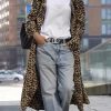 41tIfV-4fL.jpg Women's Notch Lapel Leopard Print Duster Trench Coat Open Front Loose Faux Suede Mid Long Pea Coat