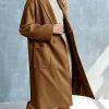 41tlBA62nML.jpg Womens Lapel Peacoat Winter Double-Breasted Outerwear Mid Long Jacket Casual Trench Coat