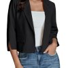 Linen Blazers for Women Business Casual Cropped 3/4 Sleeve Lightweight Lined Work Office Suit Blazer Jackets