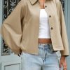 Womens Oversized Cropped Trench Coats Batwing Sleeve Trendy Casual Short Jackets Button Up Outerwear