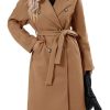 41v0gMAtRyL.jpg Women Elegant Wool Pea Coat Lapel Collar Double Breasted Mid-Long Winter Overcoats with Belted Pockets