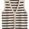 Vest Tops for Women 2025 Fall Outfits Striped Sweaters Button Up Casual Shirts Blouses Jacket Fashion Clothes