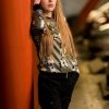 Women's Casual Floral Zip Up Bomber Jacket Coat Lightweight Short Camo No Lining Outwear Tops Windbreaker with Pocket