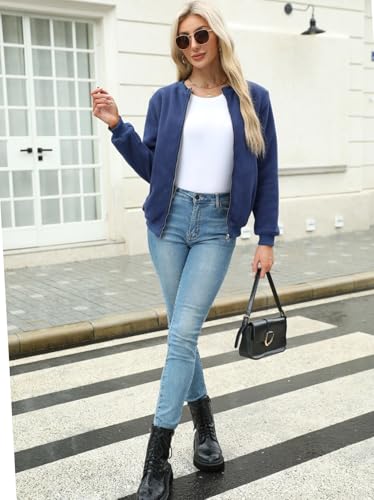 41y1Z16-tNL.jpg Women's Sherpa Fleece Jacket Long Sleeve Faux Fuzzy Casual Zip Up Bomber Coat With Pocket S-XXL