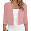 Women's Thin Shrugs 3/4 Sleeve Lightweight Cropped Tops Open Front Cardigan for Dress