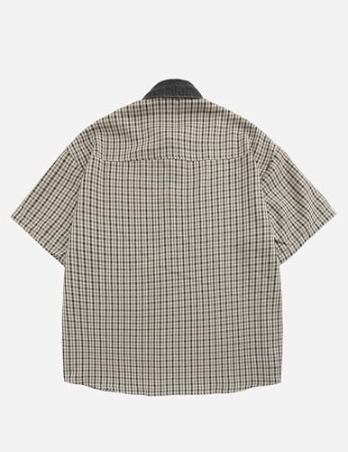 41yFaLxS48L.jpg Shirts Plaid Embroidery Short Sleeve Shirt Casual Graphic T-Shirts Men Button Down Tee Tops Oufits