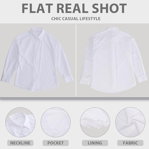 Womens Button Down Shirts Long Sleeve Wrinkle Free Work Office Button Up Dress Shirt with Pocket