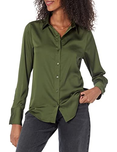 Women's Regular-Fit Satin Button Down Blouse (Available in Plus Size)