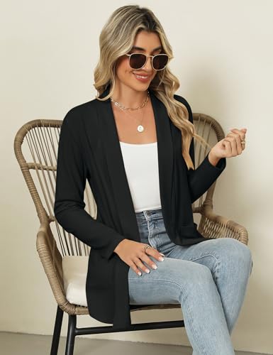 41zROPADEXL.jpg Long Sleeve Lightweight Thin 2025 Summer Cardigan for Women Casual Loose Fit Kimono Cover Up with Pockets