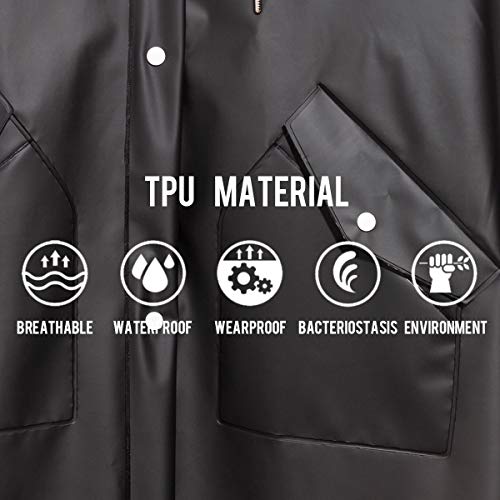 41zWiJ3czBL.jpg L-Rain Durable TPU Clear Rain Coat for Adults - Women and Men Fashion Hooded Rain Poncho
