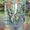 Womens Buffalo Plaid Flannel Shirt Long Sleeve Collar Button Down Blouses Lightweight Tops (S-2XL)