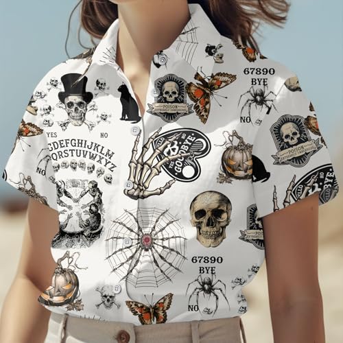Gifts for Halloween, Halloween Button Down Shirt for Men, Skull Shirt for Men, Skull Gifts, Birthday Gifts for Men