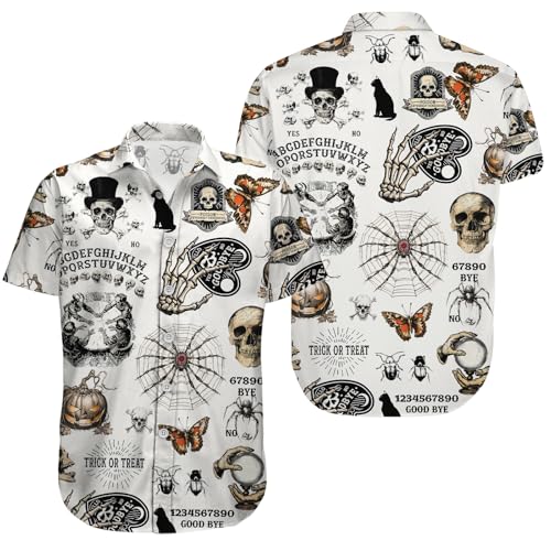 Gifts for Halloween, Halloween Button Down Shirt for Men, Skull Shirt for Men, Skull Gifts, Birthday Gifts for Men