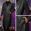 514beVVjEDL.jpg PU Faux Leather Long Jacket for Men's Vintage Lapel Gothic Trench Coat Outwear