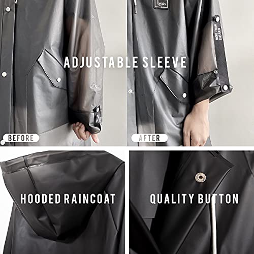 515b-0MUlL.jpg L-Rain Durable TPU Clear Rain Coat for Adults - Women and Men Fashion Hooded Rain Poncho