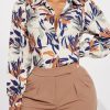 Women's Printed Button Down Shirts Long Sleeve Blouse with Classic Collar, Casual and Office Wear Tops