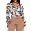 Women's Printed Button Down Shirts Long Sleeve Blouse with Classic Collar, Casual and Office Wear Tops