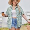 516jFRtbmIL.jpg Womens Plus Size Linen Button Down Shirts Short Sleeve Cotton Casual Collared Shirt V Neck Summer Blouses Tops