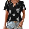Womens Summer Tops Boho Short Sleeve Business Casual Blouses Button Down Floral Shirts Fashion Beach Vacation Clothes