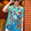 Hawaiian Shirt,Ocean Print Shirt, Short Sleeve Button Down,Regular Fit