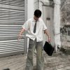517f69ojxQL.jpg Button Down Shirts Oversized Unisex Plaid Tie Short Sleeve Shirt Casual Streetwear Summer Tops