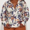 Women's Printed Button Down Shirts Long Sleeve Blouse with Classic Collar, Casual and Office Wear Tops