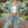 Womens Buffalo Plaid Flannel Shirt Long Sleeve Collar Button Down Blouses Lightweight Tops (S-2XL)