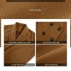 51Azu9rj5L.jpg Womens Lapel Peacoat Winter Double-Breasted Outerwear Mid Long Jacket Casual Trench Coat