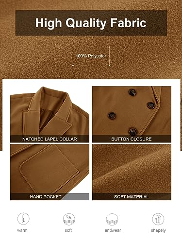 51Azu9rj5L.jpg Womens Lapel Peacoat Winter Double-Breasted Outerwear Mid Long Jacket Casual Trench Coat