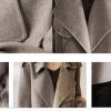 51AzwowoPbL.jpg Women Cropped Wool Coats Notched Lapel Pea Coat Open Front Trench Overcoat Jackets with Pockets