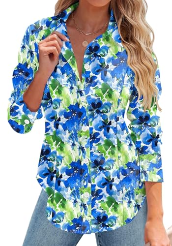 Button Down Shirts for Women Long Sleeve Wrinkle Free Dress Shirts Casual Collared Blouses Business Work Tops