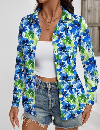 Button Down Shirts for Women Long Sleeve Wrinkle Free Dress Shirts Casual Collared Blouses Business Work Tops