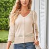 51G4BadhztL.jpg Women's 2025 Cropped Cardigan 3/4 Sleeve Lightweight Crochet Shrug Hollowed-Out Knit Sweater Tops