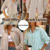 51HcibhF04L.jpg Womens Striped Button Down Shirt Casual Long Sleeve Blouse Top