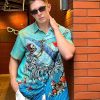 Hawaiian Shirt,Ocean Print Shirt, Short Sleeve Button Down,Regular Fit
