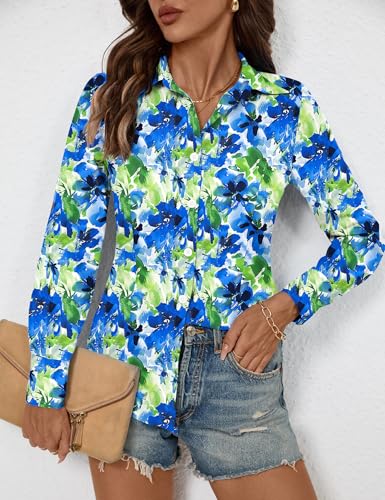 Button Down Shirts for Women Long Sleeve Wrinkle Free Dress Shirts Casual Collared Blouses Business Work Tops