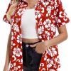 Hawaiian Shirts for Women Tropical Shirt Summer Beach Button Down Short Sleeve Blouses Floral Top Aloha Luau Outfits 2025