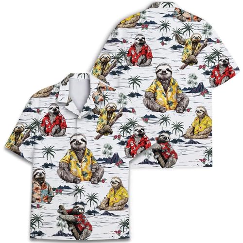 Funny Tropical Opposum Hawaiian Shirt for Men Women, Short Sleeve Button Up Relaxed Fit Casual Hawaiian Shirts for Adults